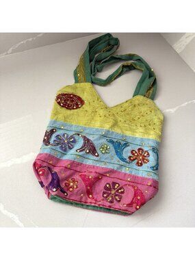 Handmade Bohemian Boho Sequined Embroidered Multicolored Shoulder Bag Hippie